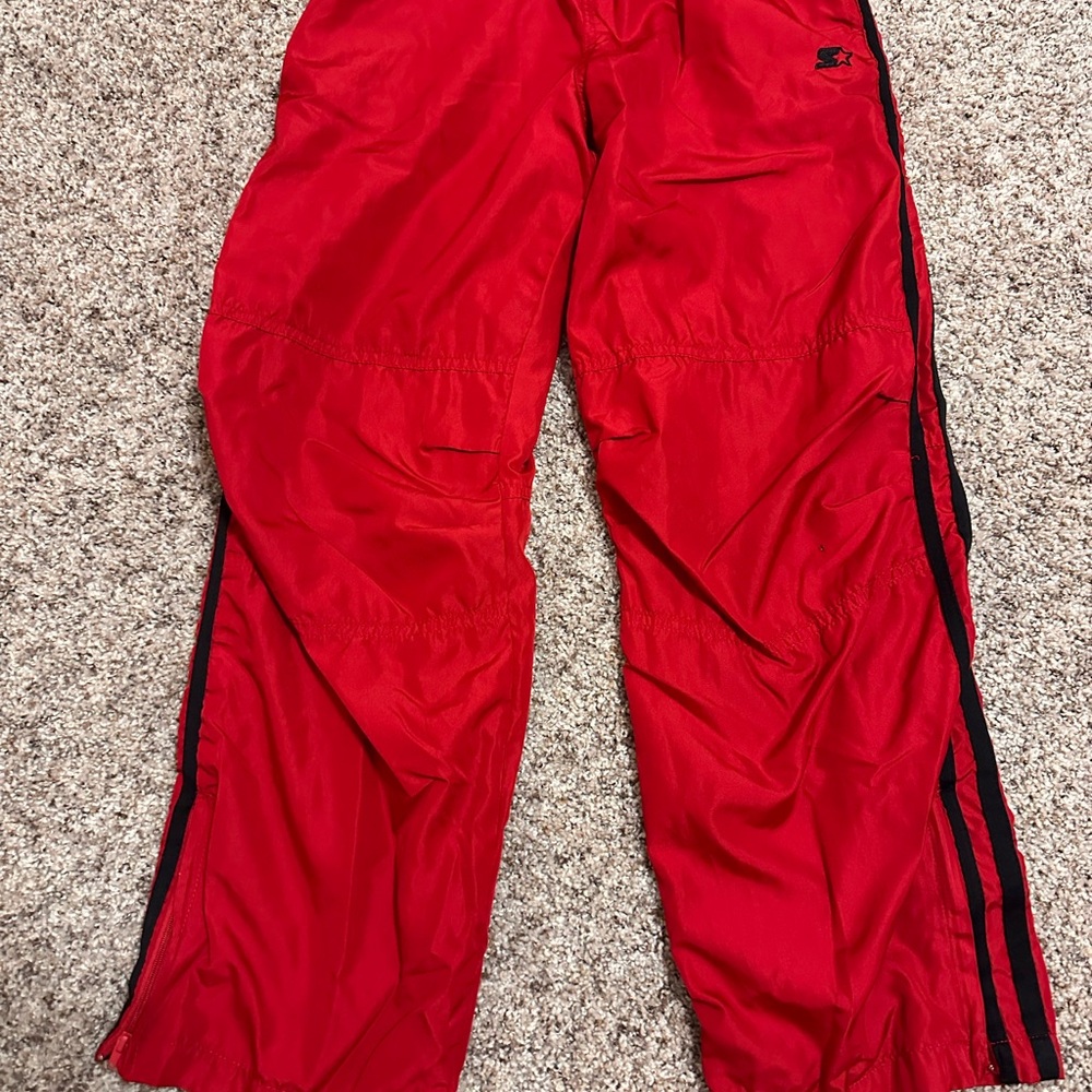 Red Track Pants with Black Stripes starter brand